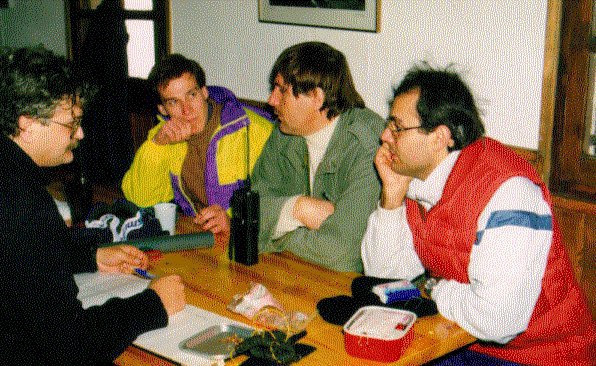  Parnis OEA team inside refuge 1994, photo by SV1RD